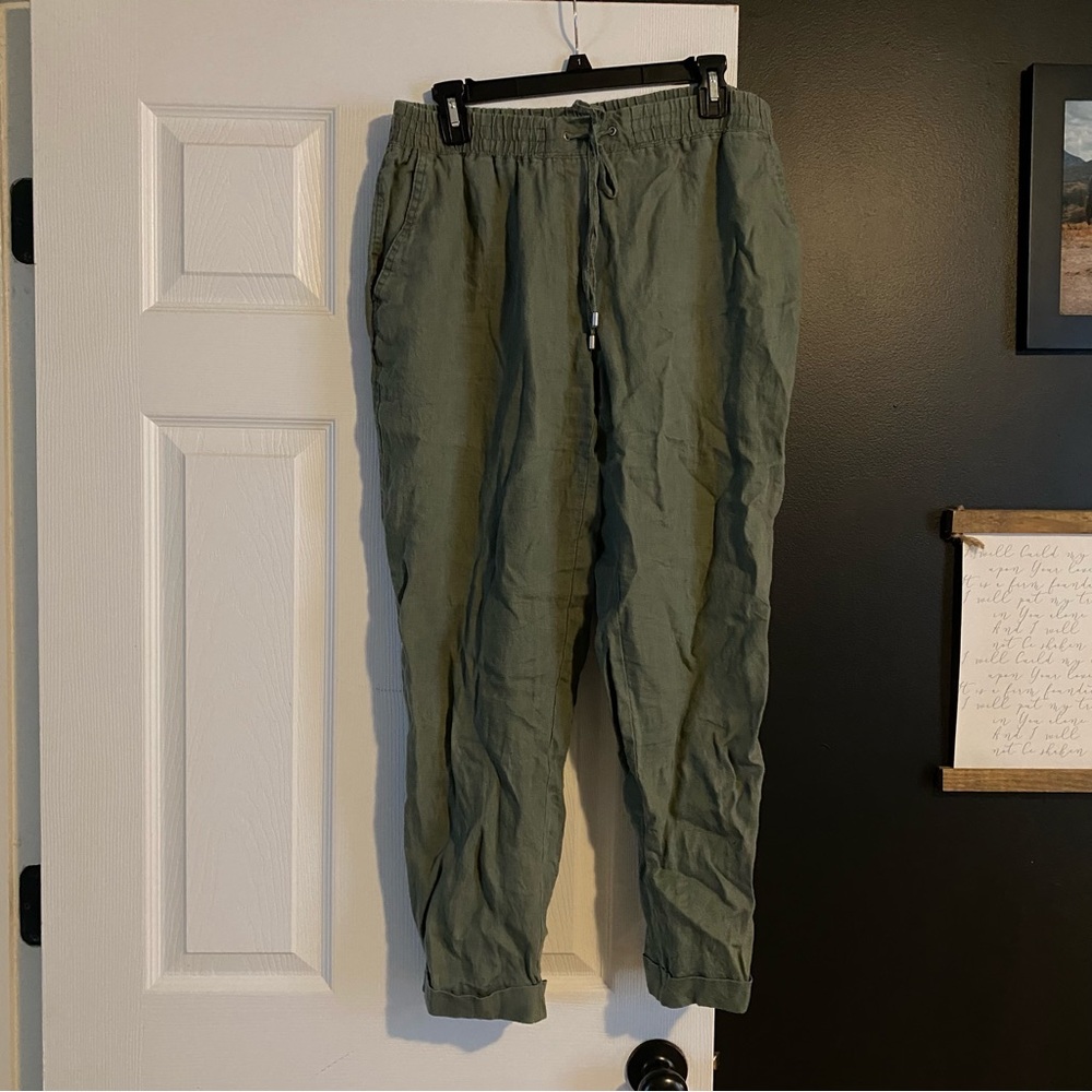 Adrienne Vittadini Green LINEN Pants